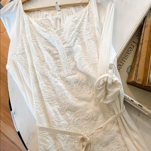 anthropologie 3/4 sleeve ivory dress, size M